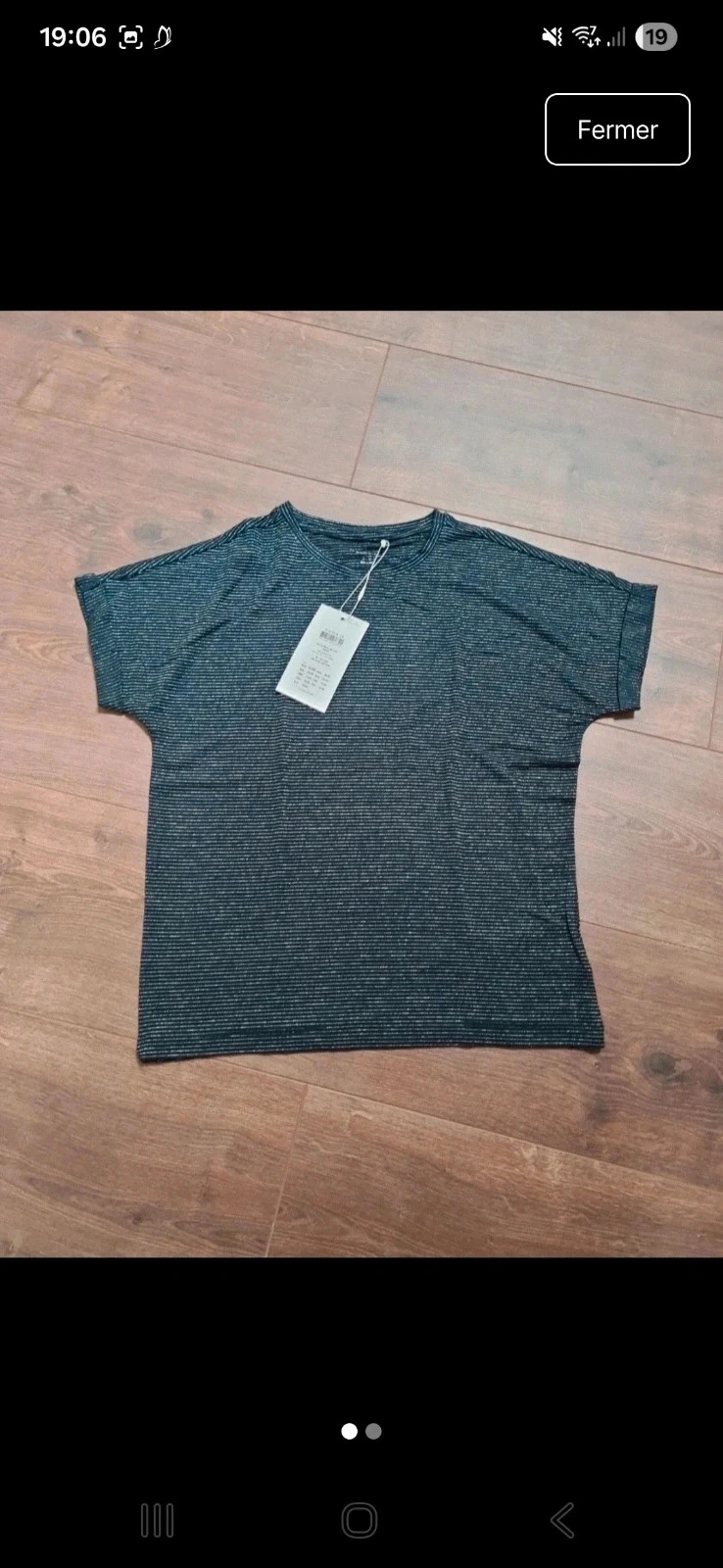 Tshirt bleu rayé argenté 10 ans neuf